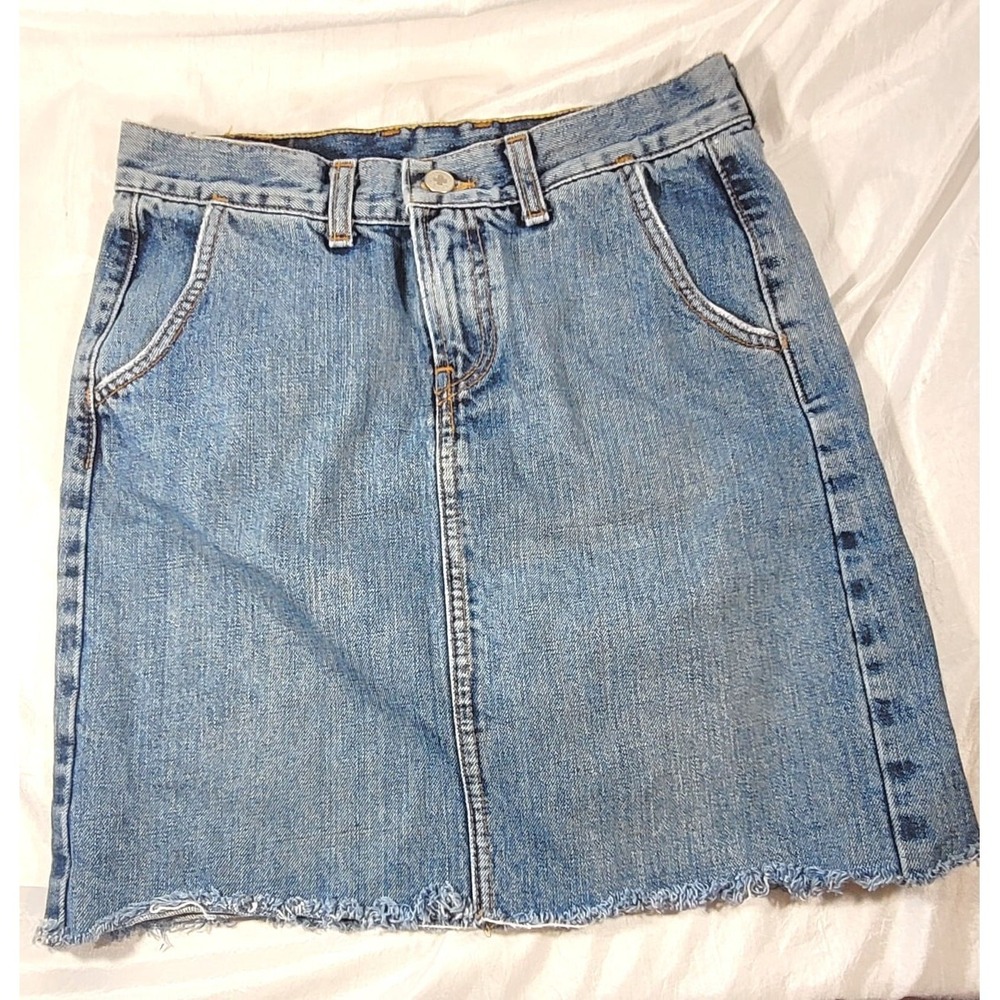 Lucky Brand Dungarees by Gene Montesano Frayed Hem Mini Jean Skirt - Sz 0/25